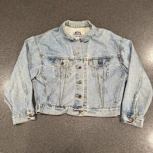 Levi's Womens M Light Wash Denim Trucker Jacket Red Tab VTG 90's Jean 77598-0291